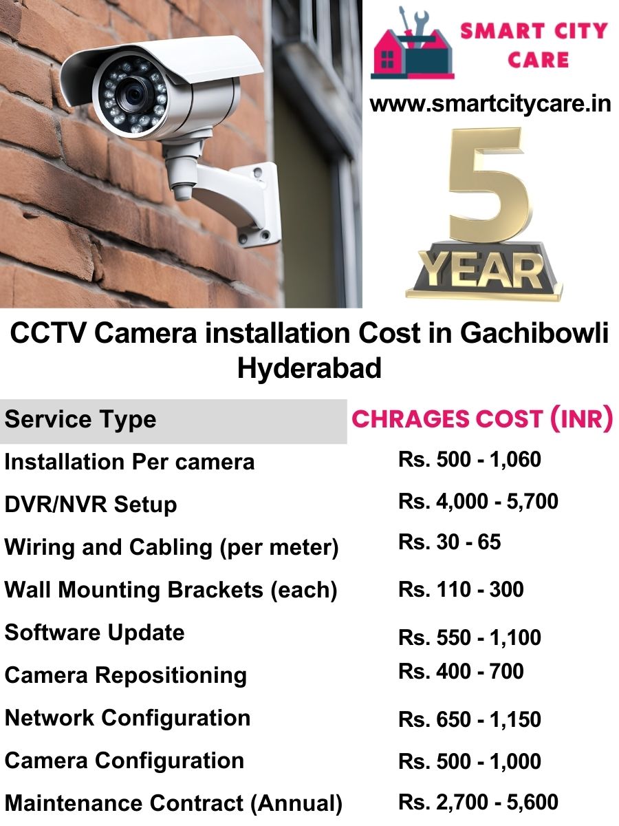 CCTV camera installation cost list in Hyderabad, Gachibowli