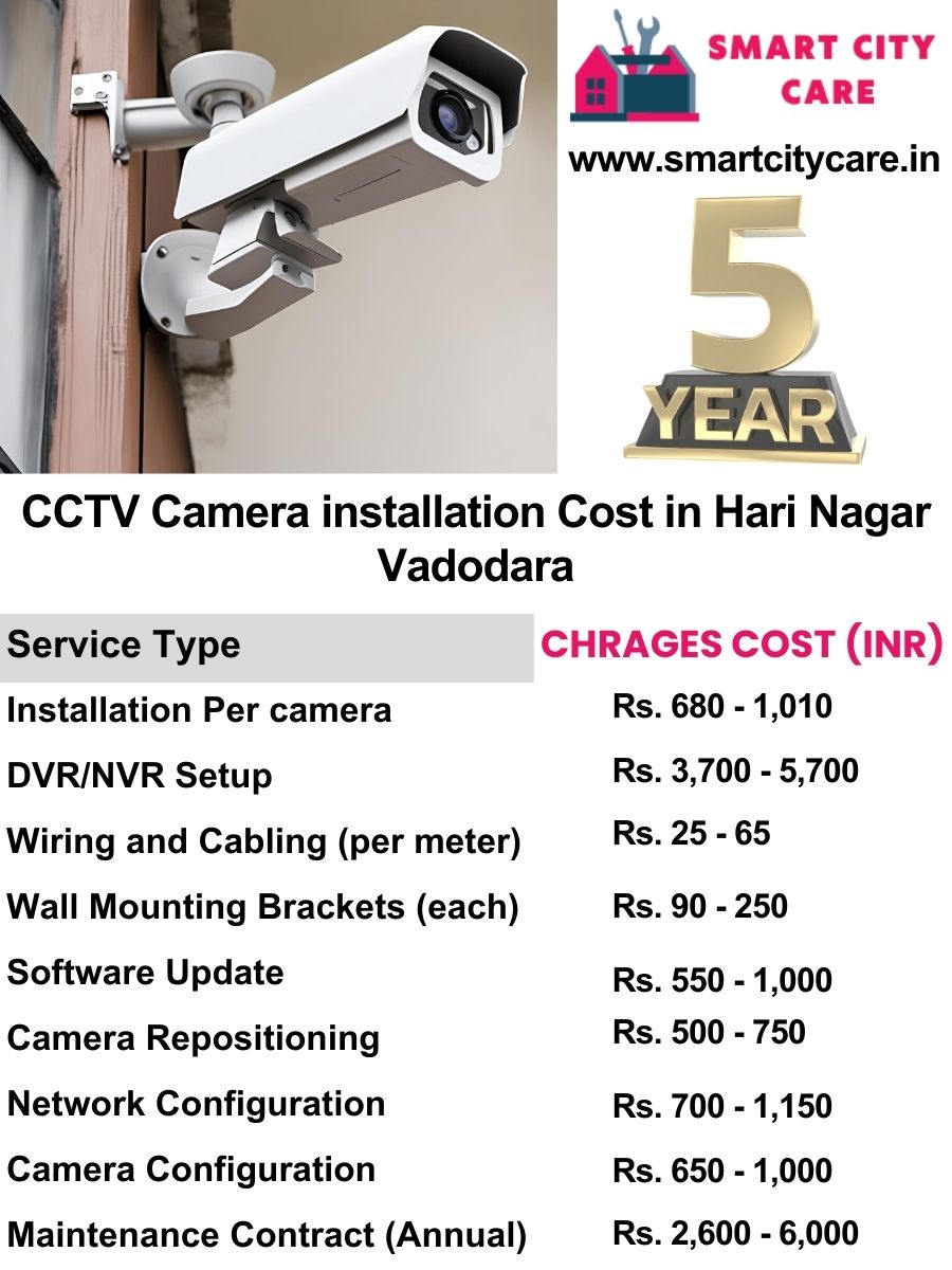 CCTV camera installation cost list in Vadodara, Hari Nagar