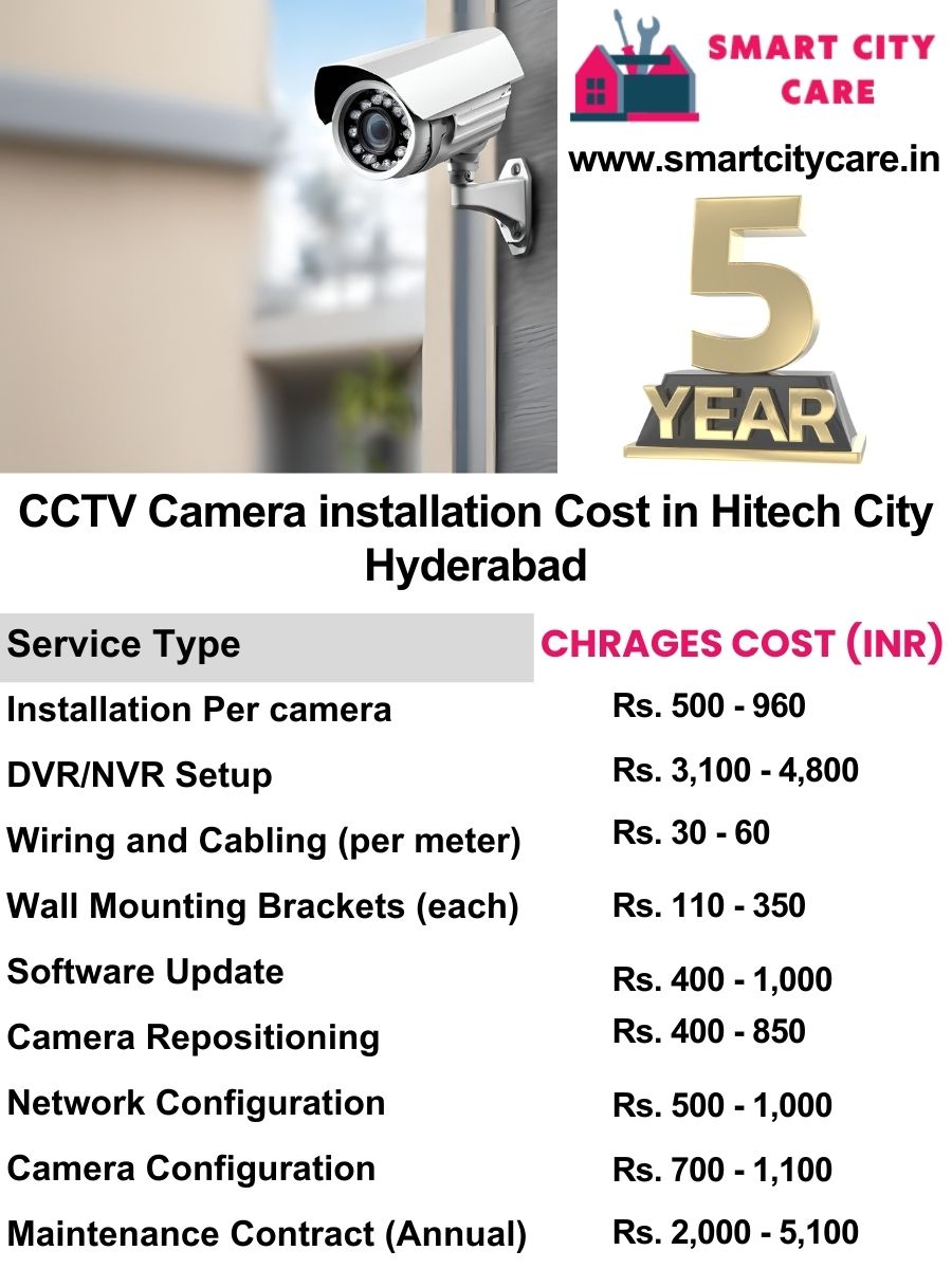 CCTV camera installation cost list in Hyderabad, Hitech City