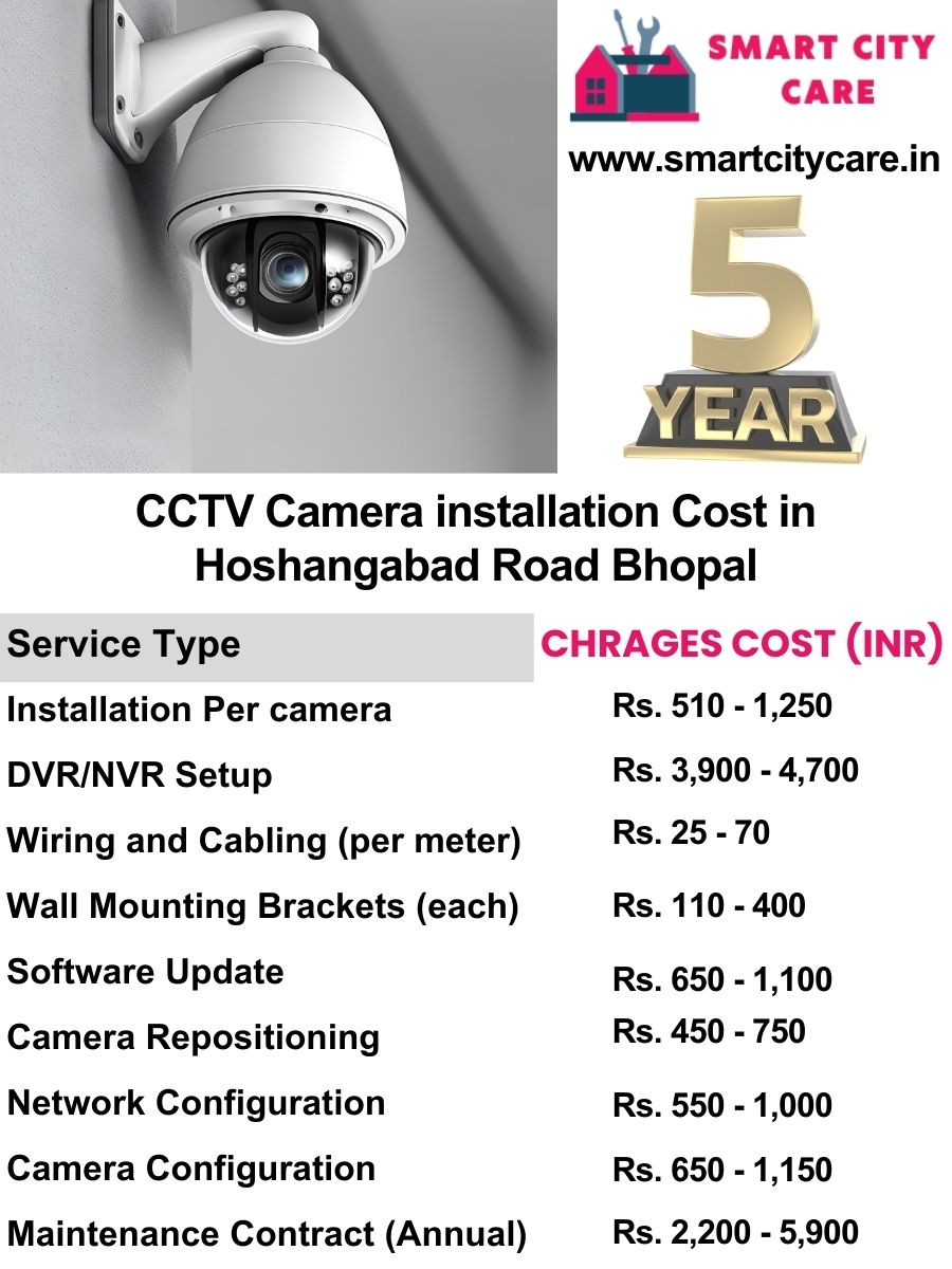 CCTV camera installation cost list in Bhopal, Hoshangabad Road