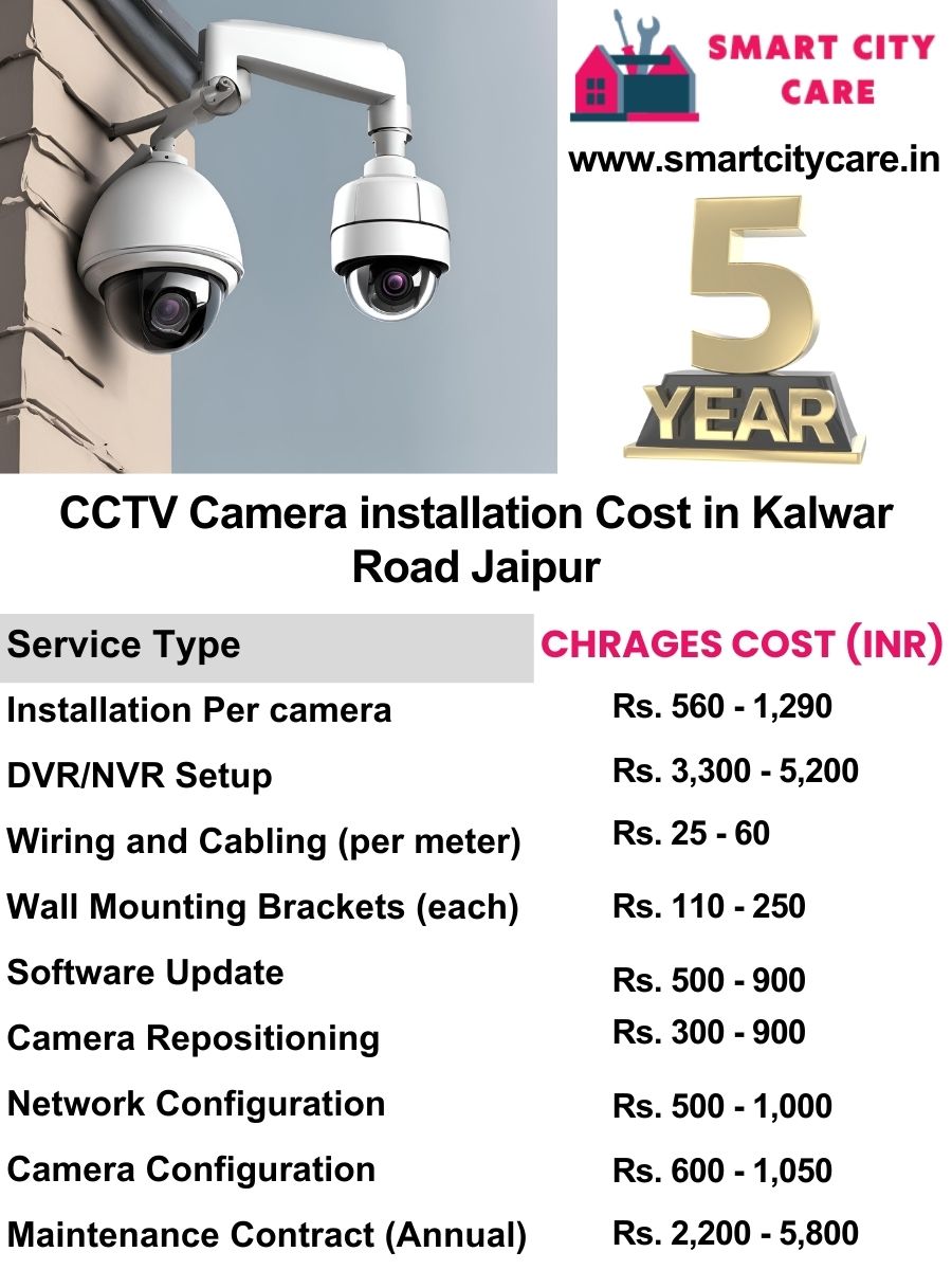 CCTV camera installation cost list in Jaipur, Kalwar Road