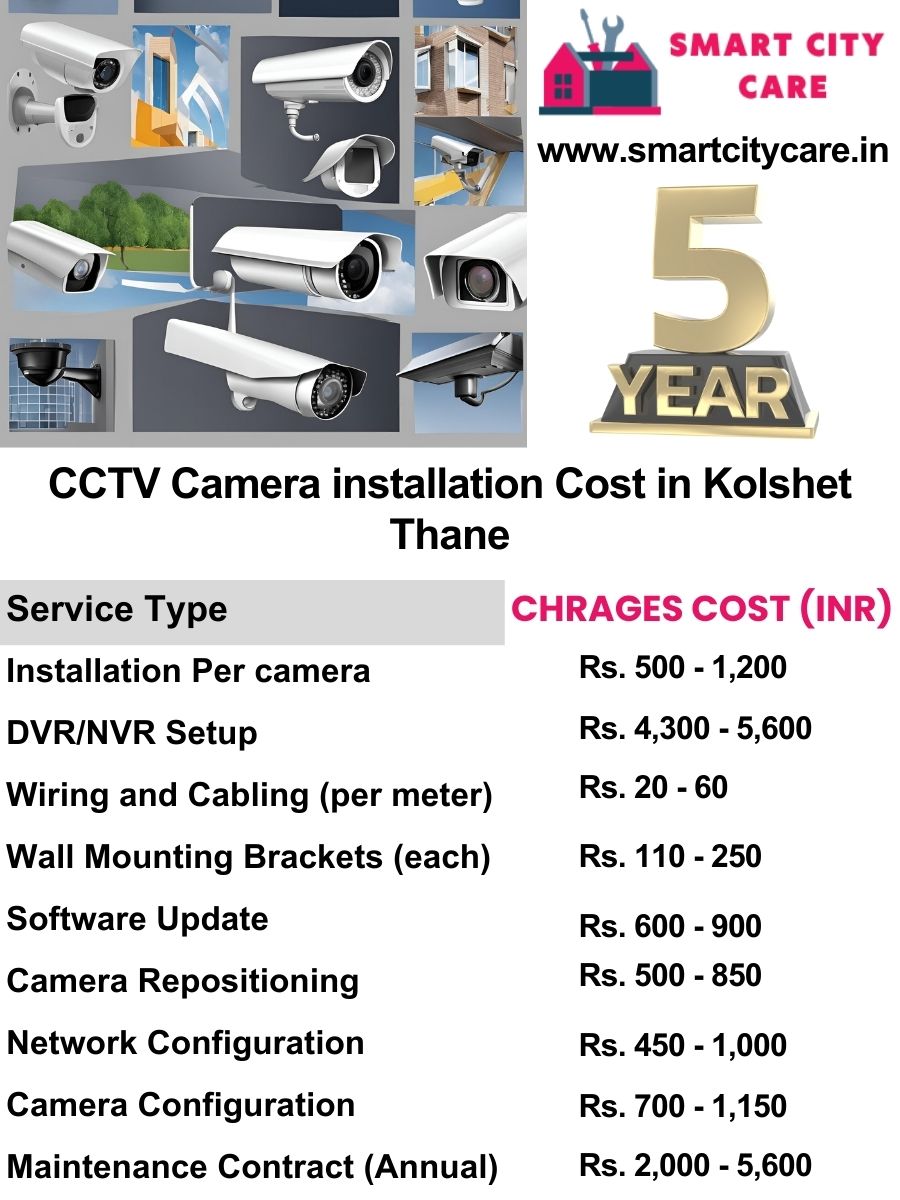 CCTV camera installation cost list in Thane, Kolshet