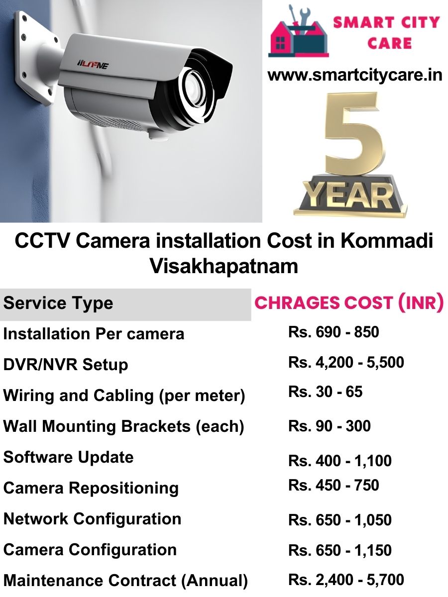 CCTV camera installation cost list in Visakhapatnam, Kommadi