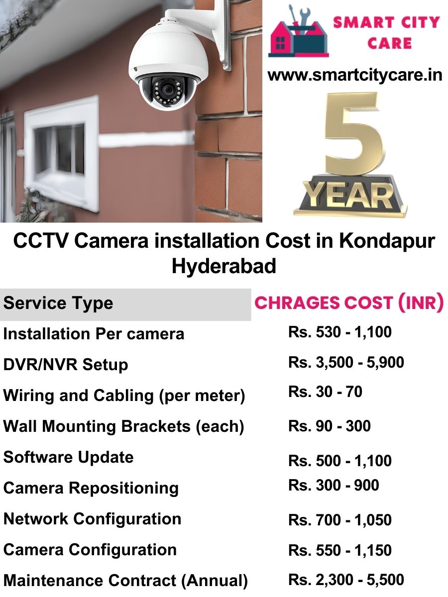 CCTV camera installation cost list in Hyderabad, Kondapur