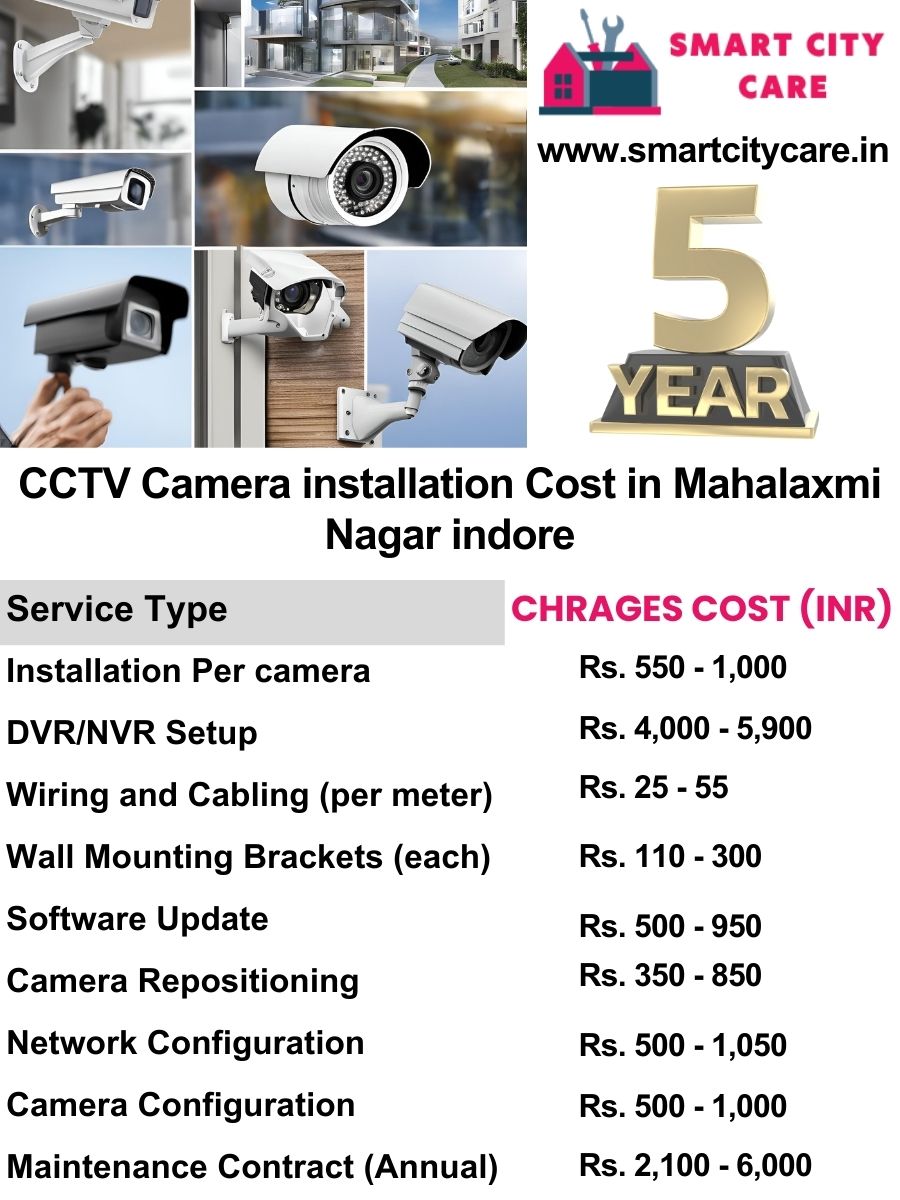 CCTV camera installation cost list in Indore, Mahalaxmi Nagar