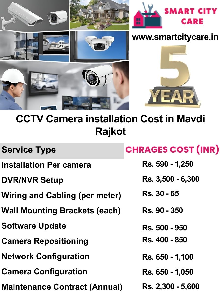 CCTV camera installation cost list in Rajkot, Mavdi