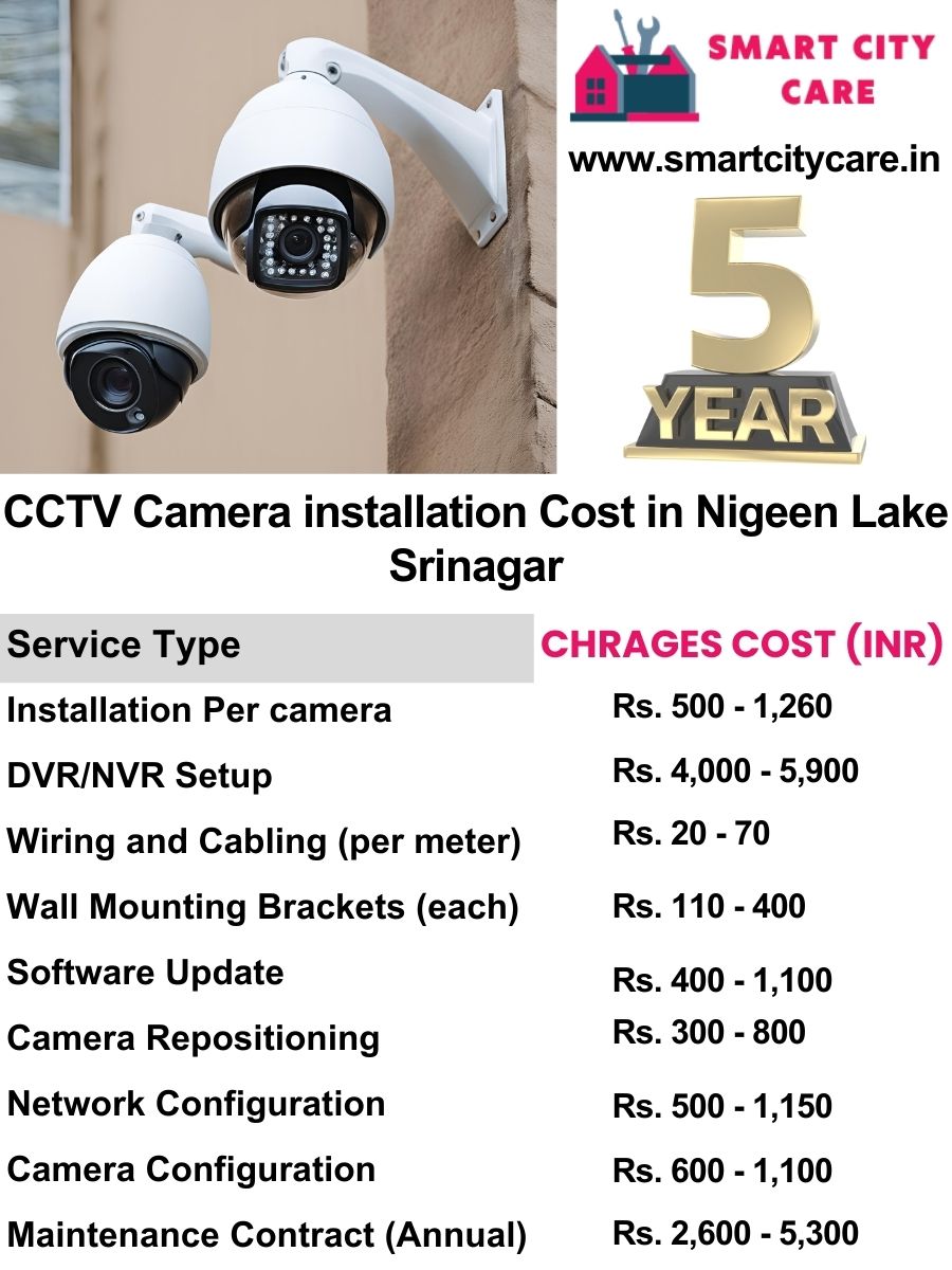 CCTV camera installation cost list in Srinagar, Nigeen Lake