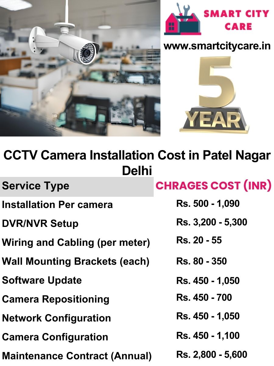 CCTV camera installation cost list in Delhi, Patel Nagar