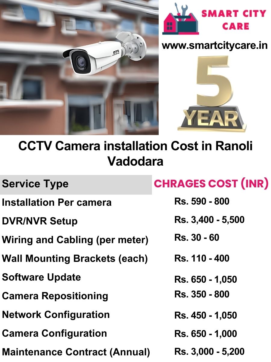 CCTV camera installation cost list in Vadodara, Ranoli