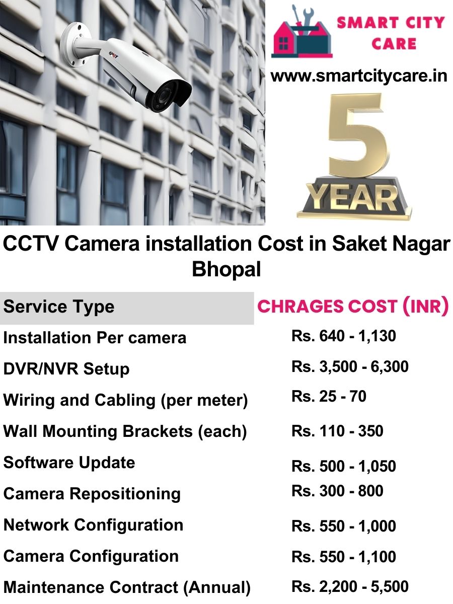 CCTV camera installation cost list in Bhopal, Saket Nagar