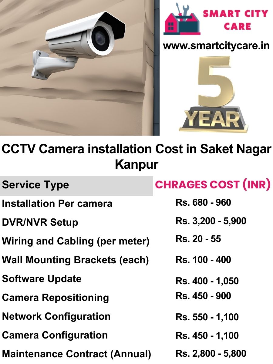 CCTV camera installation cost list in Kanpur, Saket Nagar