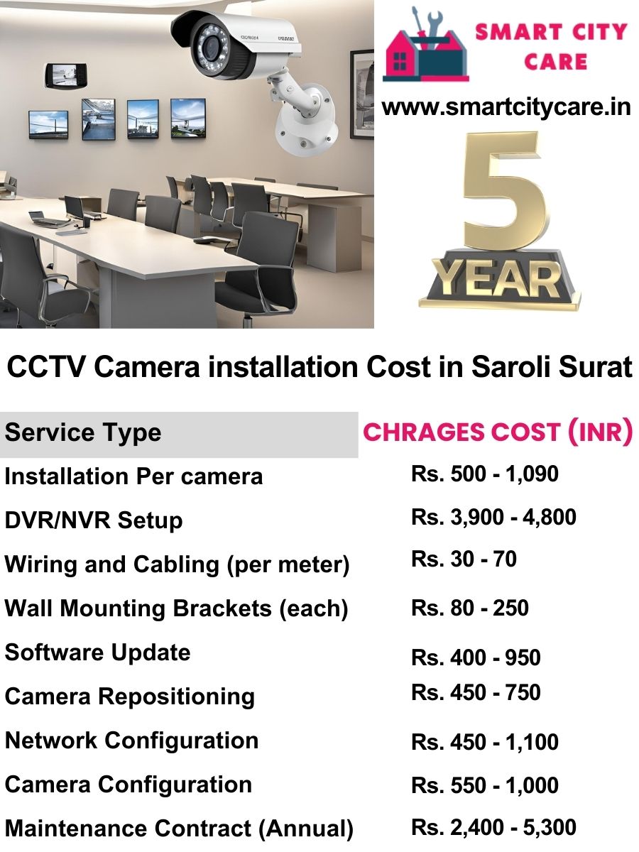 CCTV camera installation cost list in Surat, Saroli
