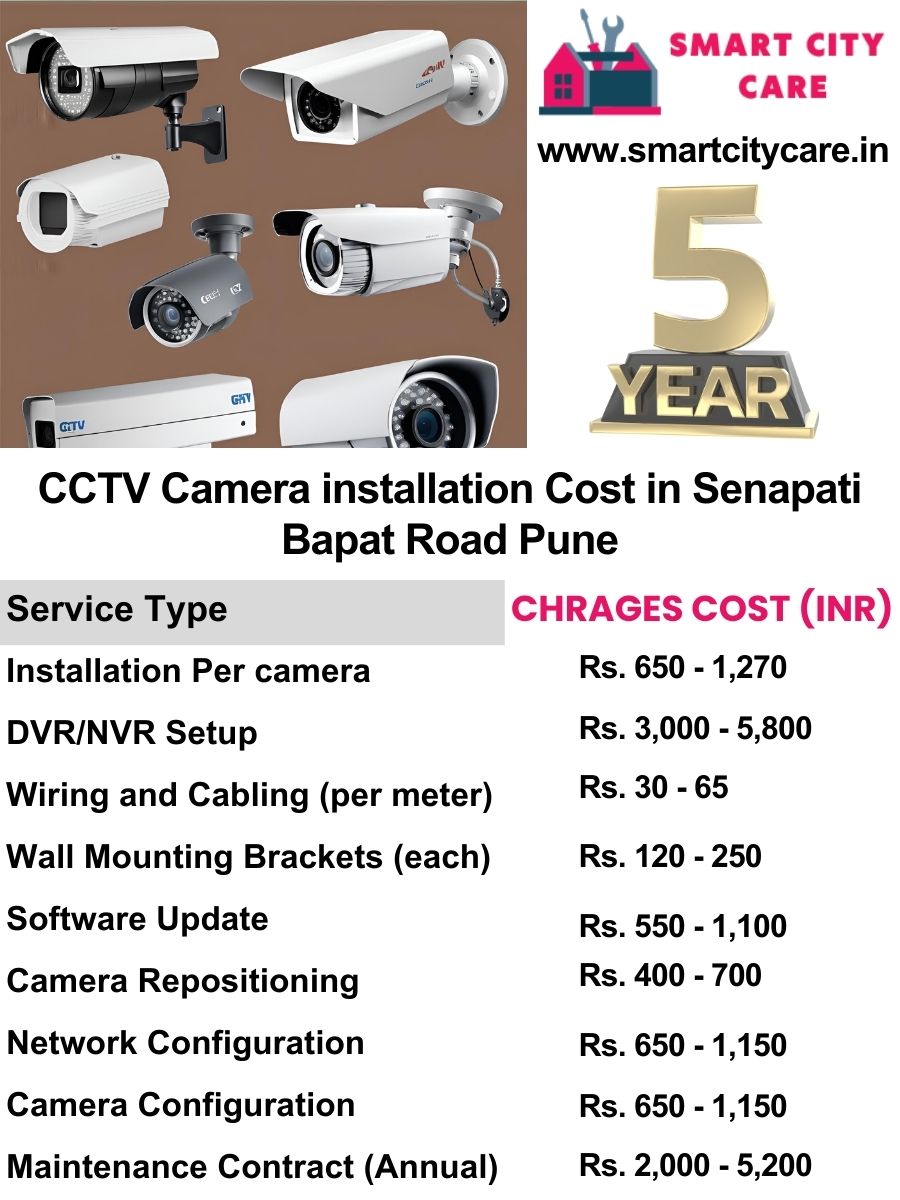 CCTV camera installation cost list in Pune, Senapati Bapat Road