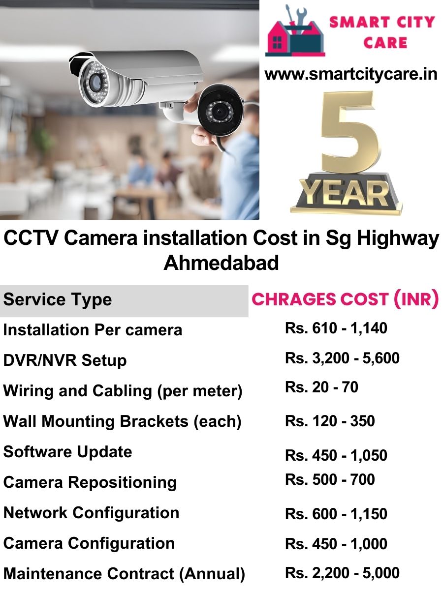 CCTV camera installation cost list in Ahmedabad, SG Highway