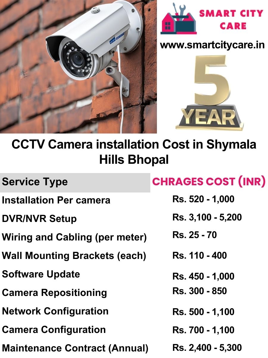 CCTV camera installation cost list in Bhopal, Shymala Hills