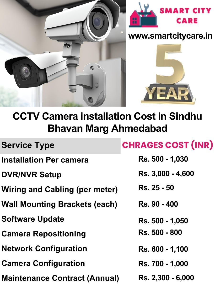 CCTV camera installation cost in Ahmedabad, Sindhu Bhavan Marg
