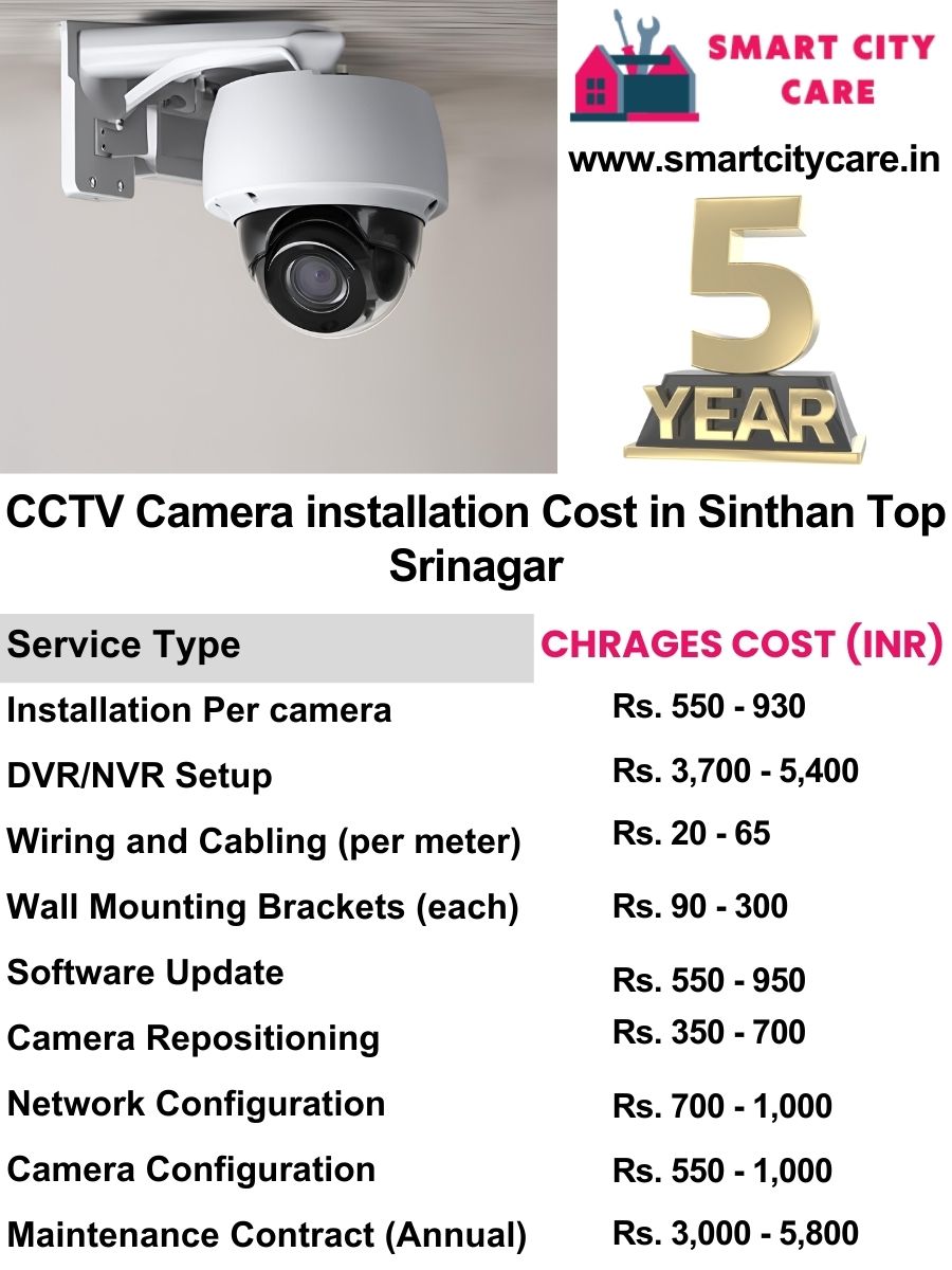 CCTV camera installation cost list in Srinagar, Sinthan Top