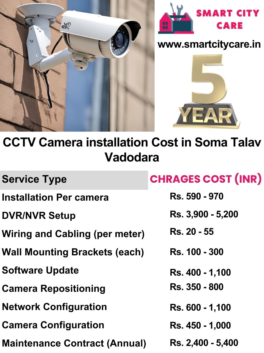 CCTV camera installation cost list in Vadodara, Soma Talav