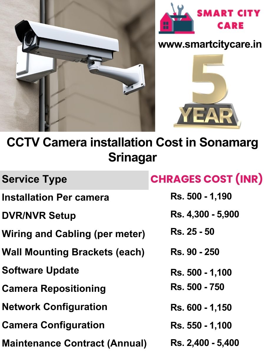 CCTV camera installation cost list in Srinagar, Sonamarg