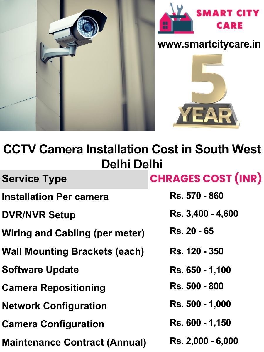 CCTV camera installation cost list in Delhi, South West Delhi