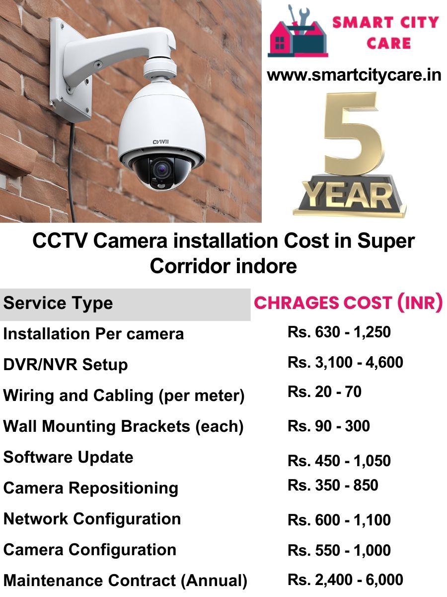 CCTV camera installation cost list in Indore, Super Corridor