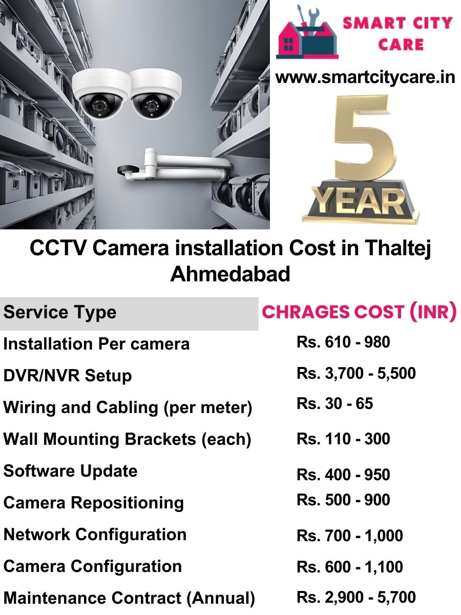 CCTV camera installation cost list in Ahmedabad, Thaltej