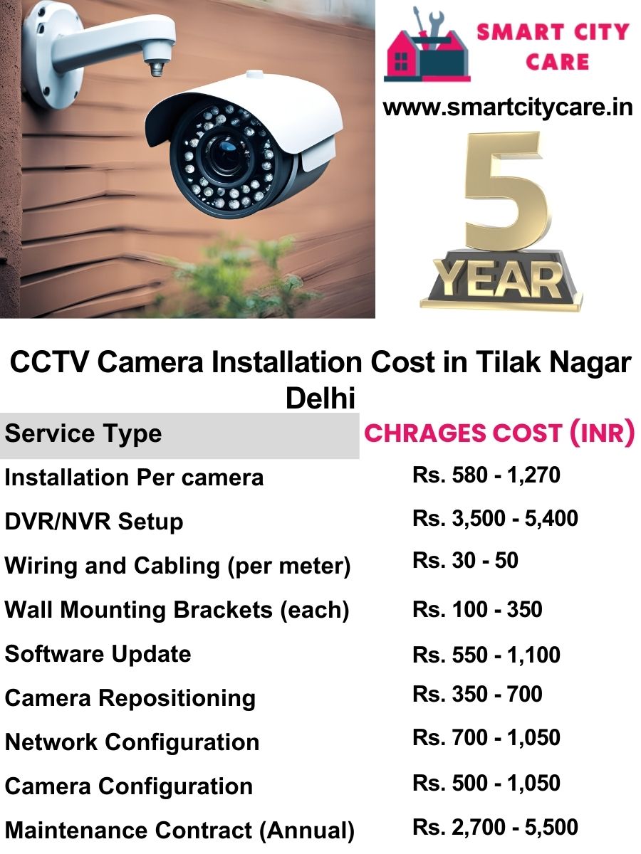 CCTV camera installation cost list in Delhi, Tilak Nagar