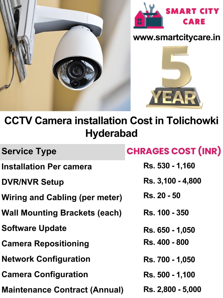 CCTV camera installation cost list in Hyderabad, Tolichowki