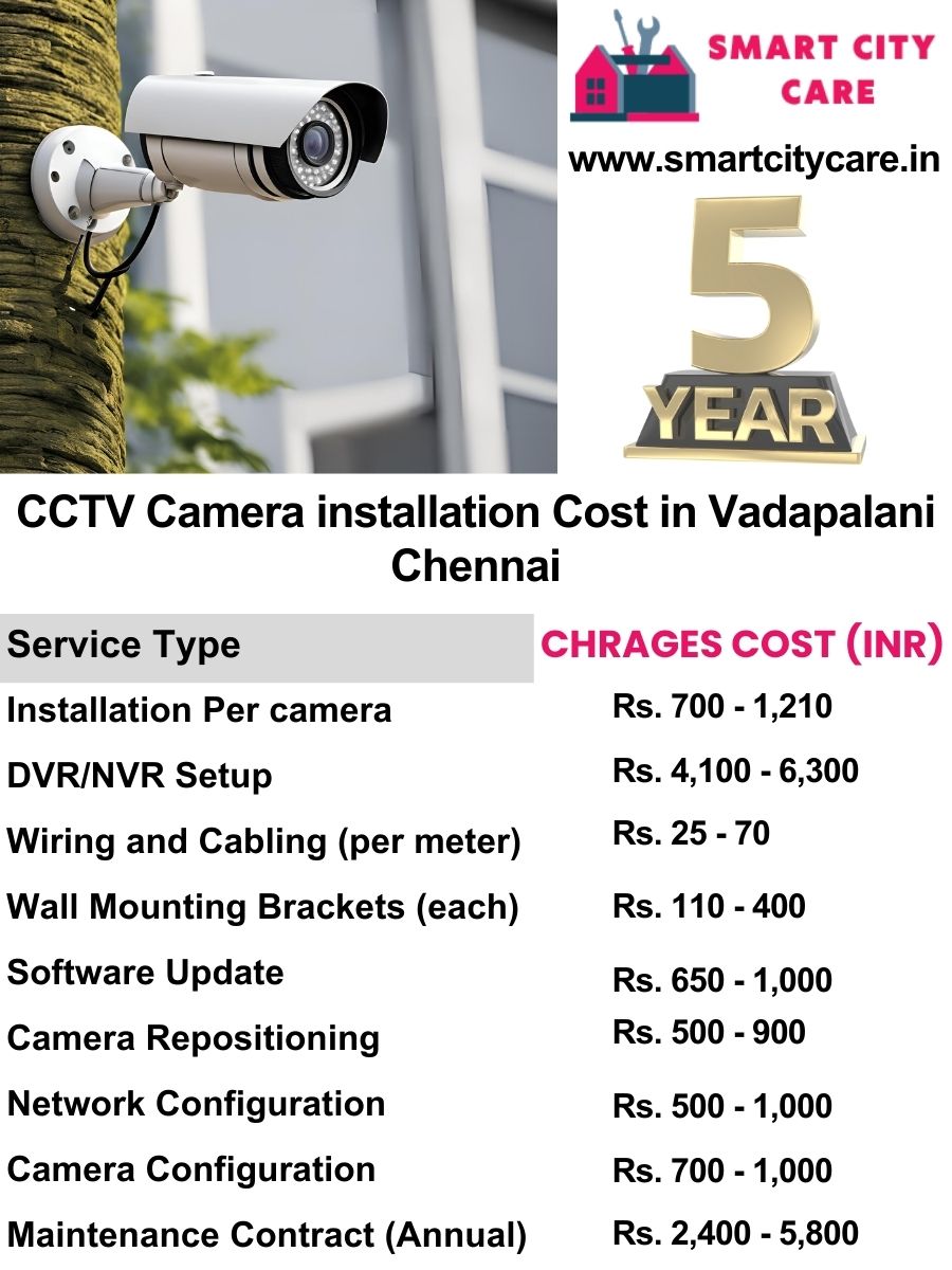 CCTV camera installation cost list in Chennai, Vadapalani