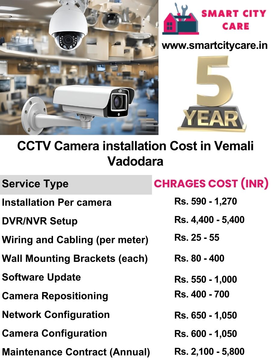 CCTV camera installation cost list in Vadodara, Vemali