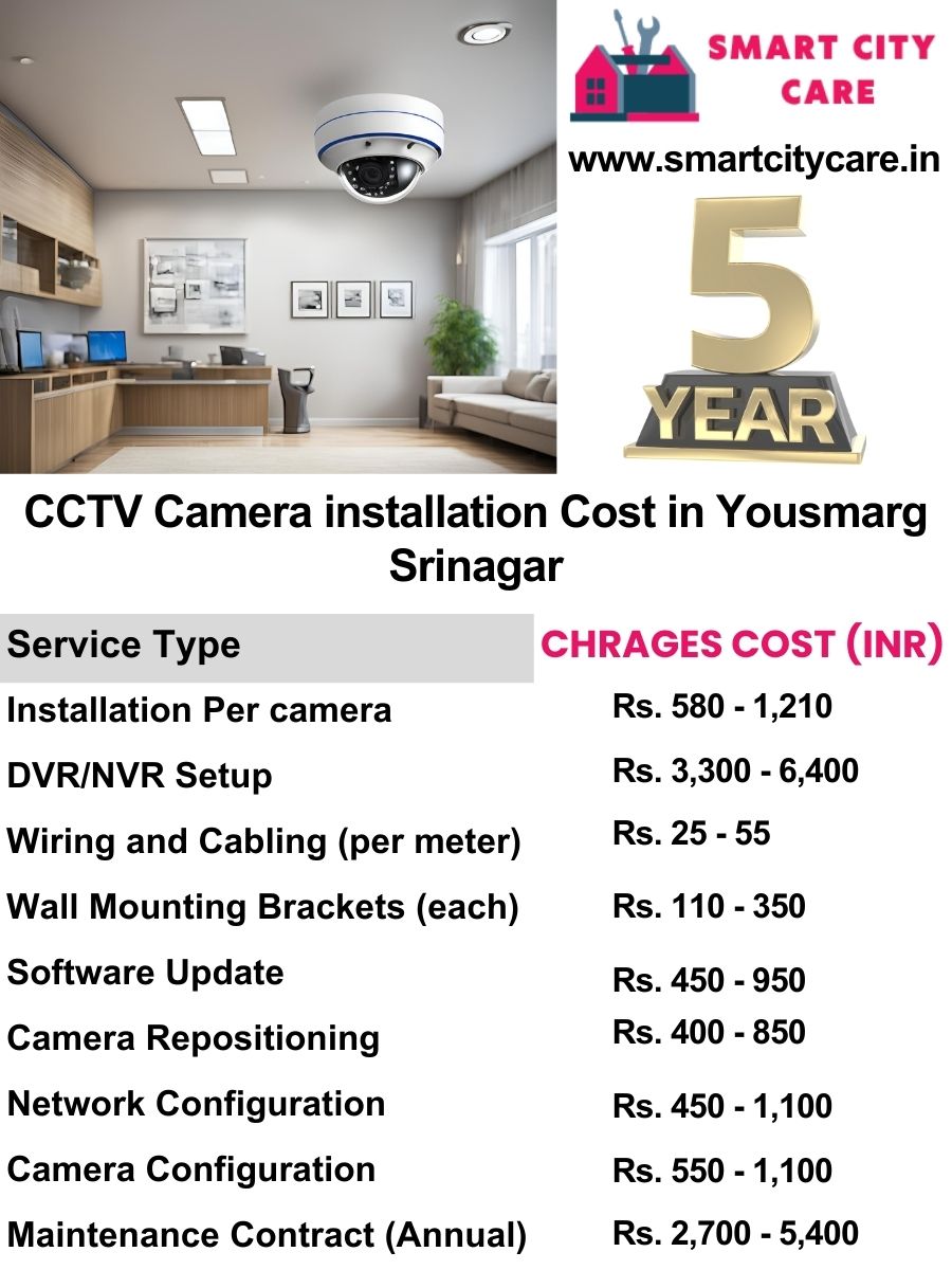 CCTV camera installation cost list in Srinagar, Yousmarg