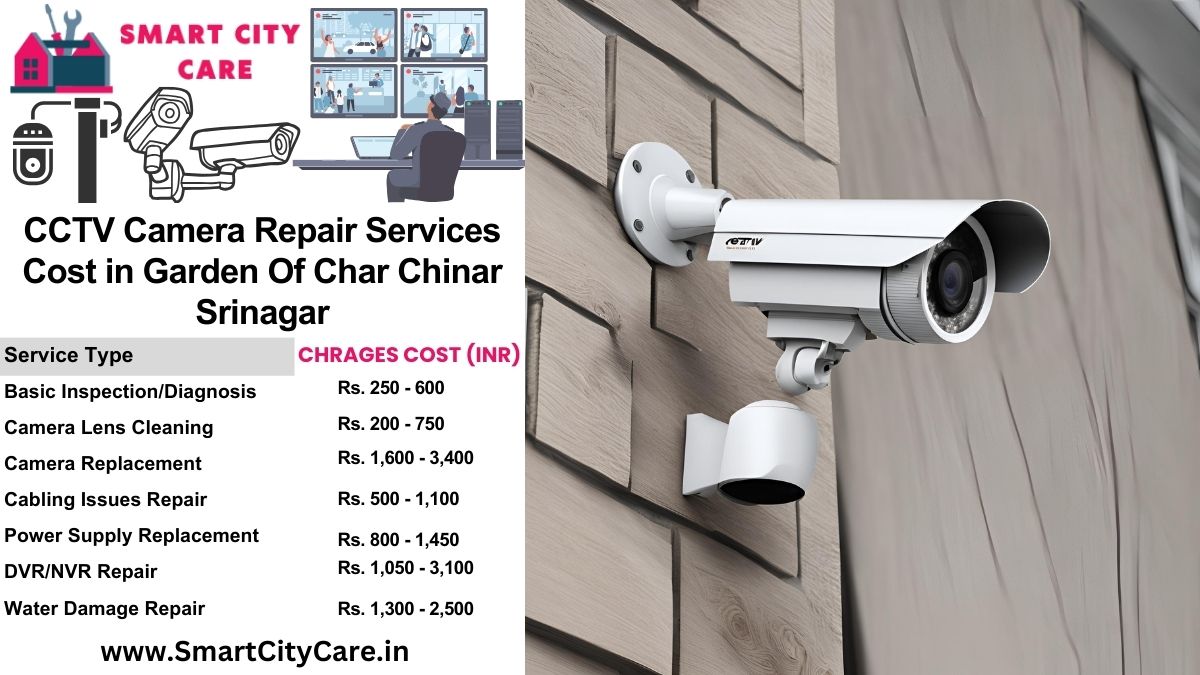 CCTV camera repair services charges list in Srinagar, Garden Of Char Chinar