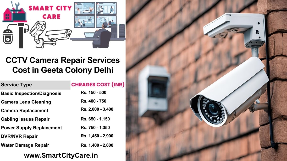 CCTV camera repair services charges in Delhi, Geeta Colony