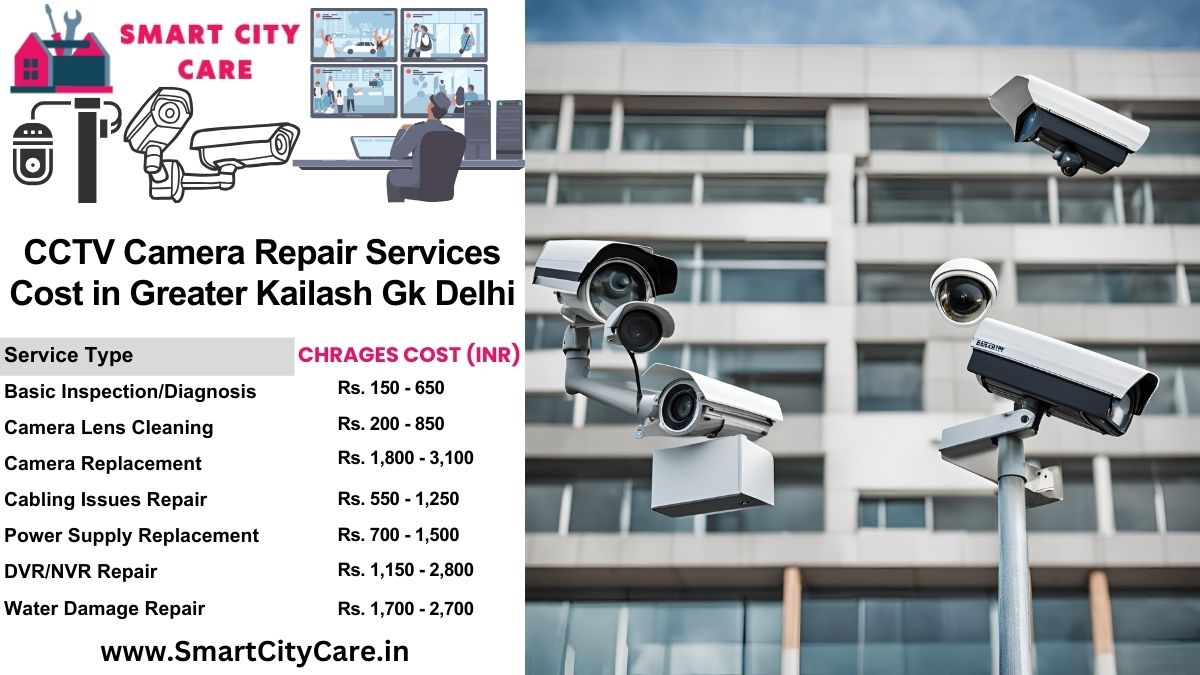 CCTV camera repair services charges list in Delhi, Greater Kailash gk