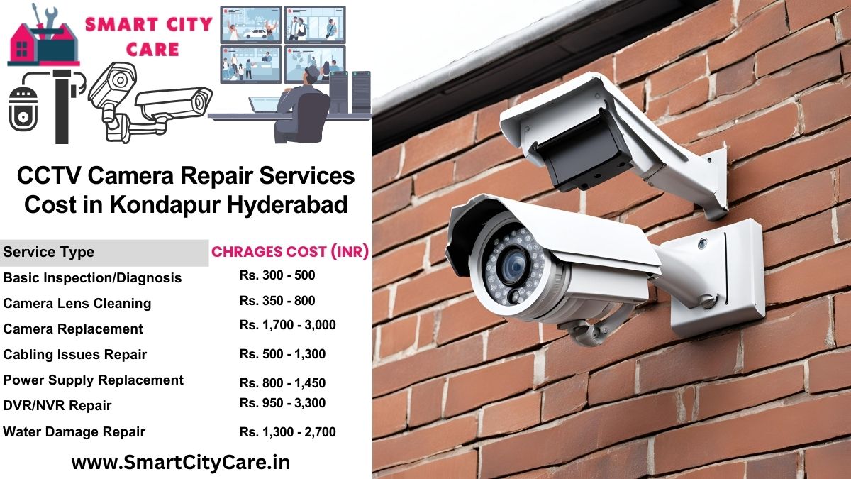 CCTV camera repair services charges list in Hyderabad, Kondapur