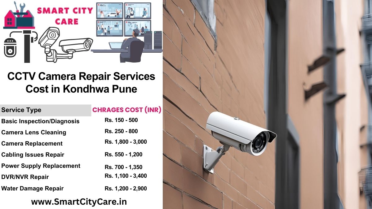 CCTV camera repair services charges list in Pune, Kondhwa