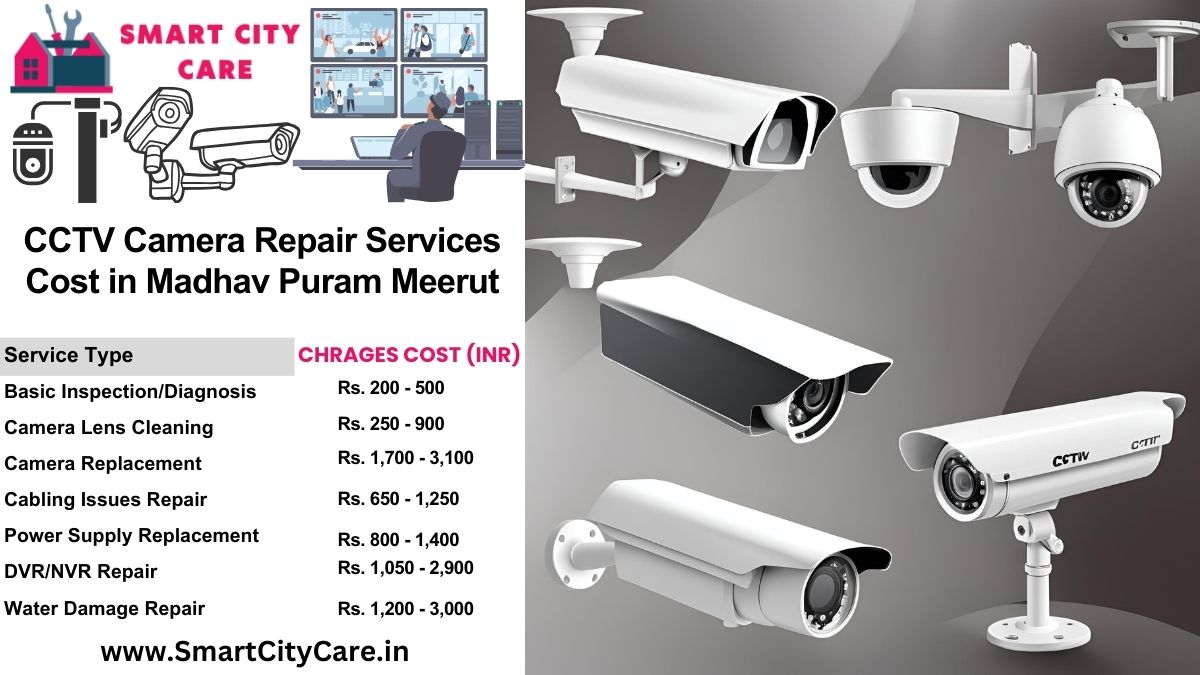 CCTV camera repair services charges list in Meerut, Madhav Puram