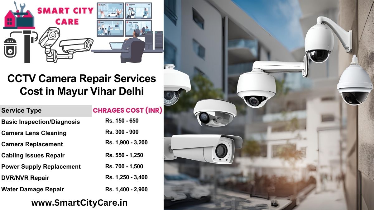 CCTV camera repair services charges in Delhi, Mayur Vihar