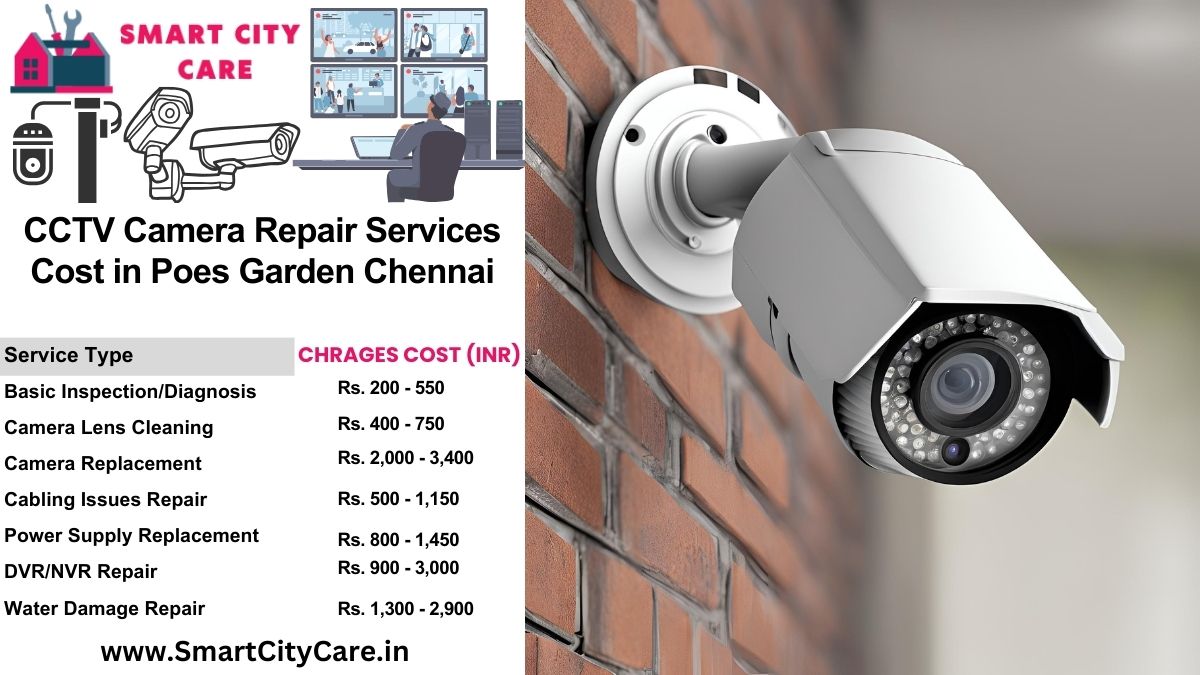 CCTV camera repair services charges list in Chennai, Poes Garden