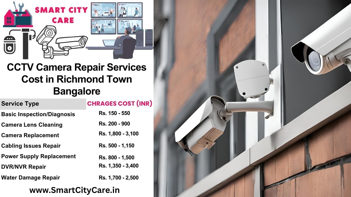 CCTV camera repair services charges list in Bangalore, Richmond Town