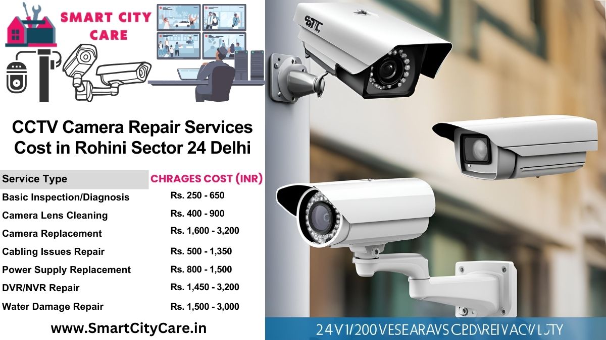 CCTV camera repair services charges list in Delhi, Rohini Sector 24