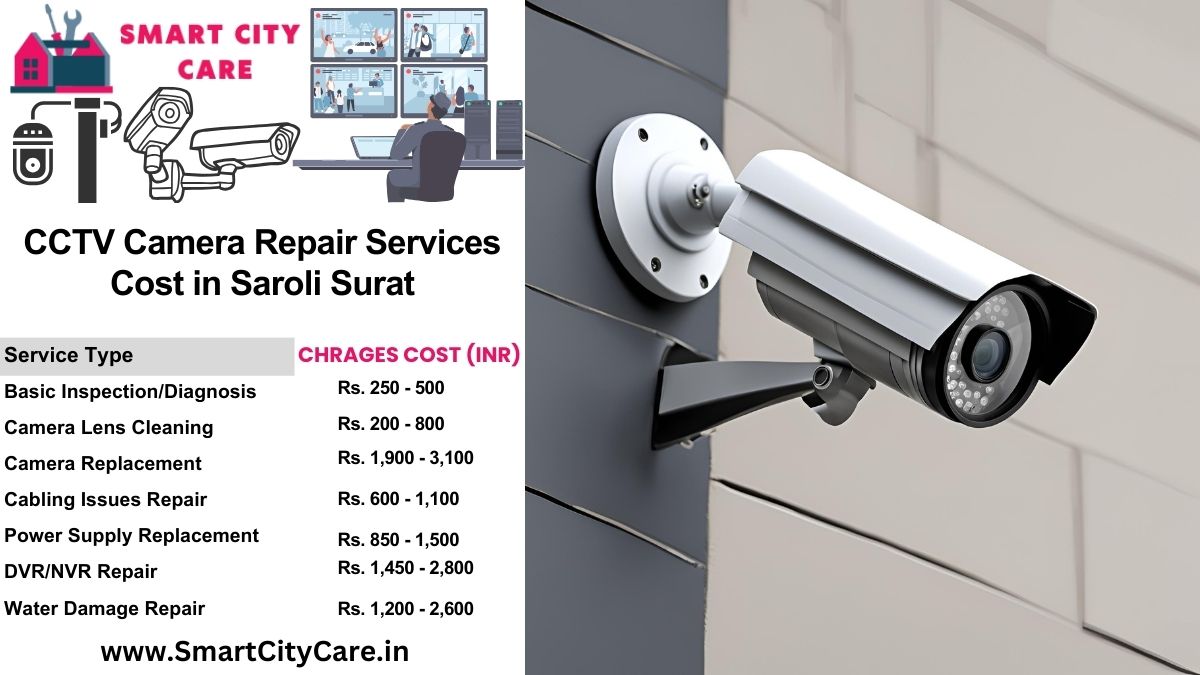 CCTV camera repair services charges list in Surat, Saroli