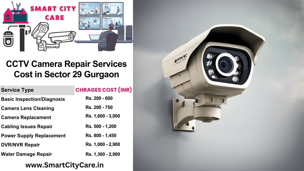 CCTV camera repair services charges list in Gurgaon, Sector 29