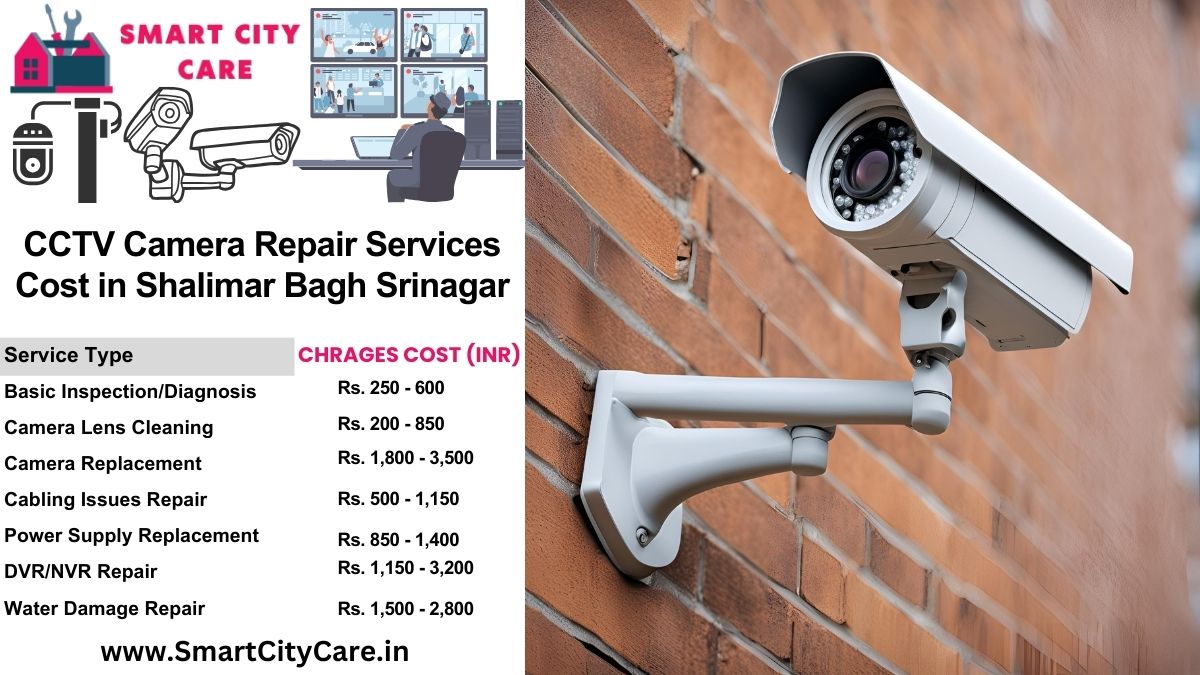 CCTV camera repair services charges list in Srinagar, Shalimar Bagh