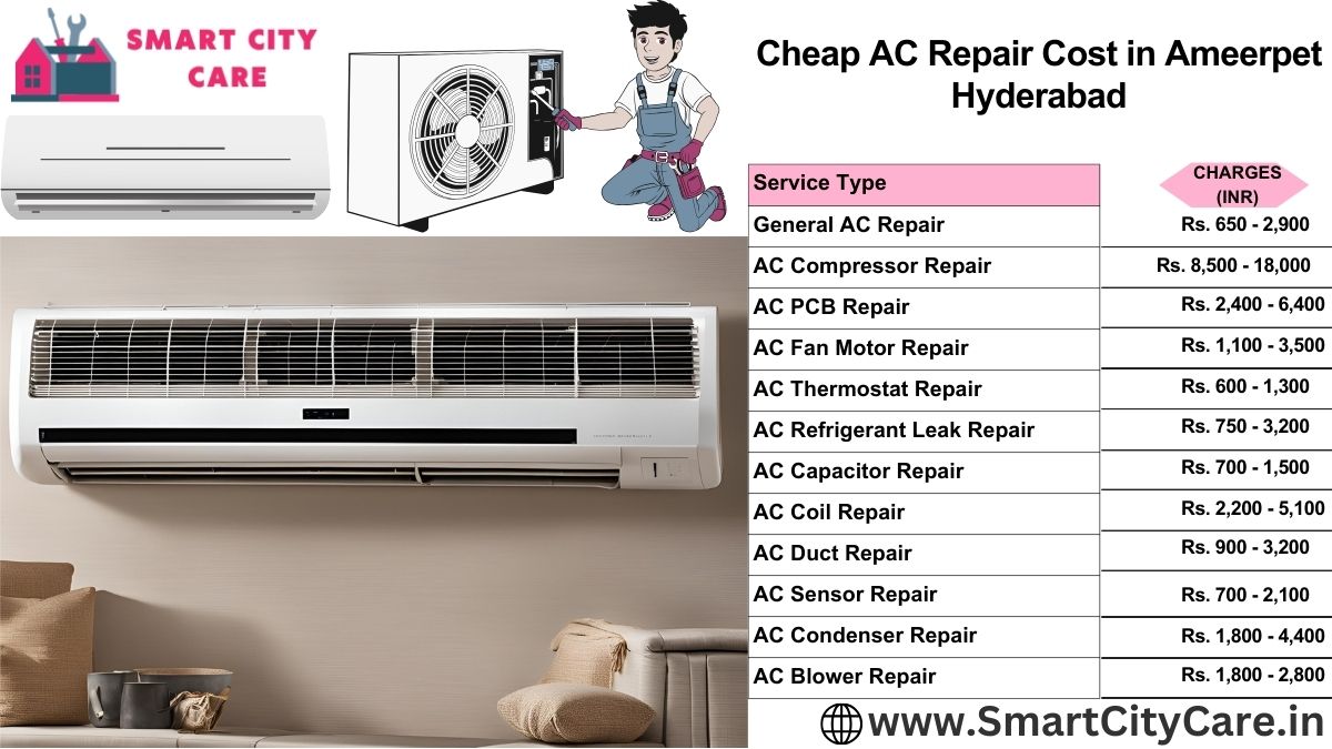 Cheap AC repair Cost list in Ameerpet, Hyderabad