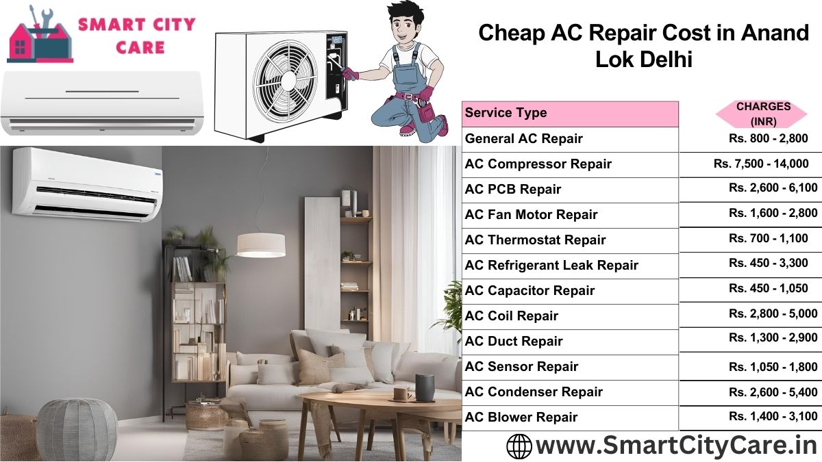 Cheap AC repair Cost list in  Anand Lok, Delhi