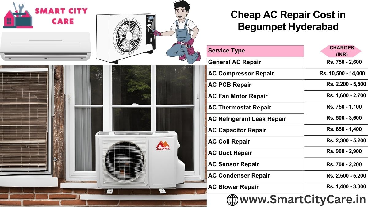 Cheap AC repair Cost list in Begumpet, Hyderabad