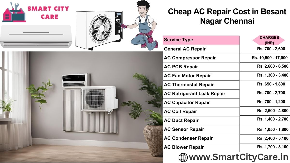 Cheap AC repair Cost list in  Besant Nagar, Chennai