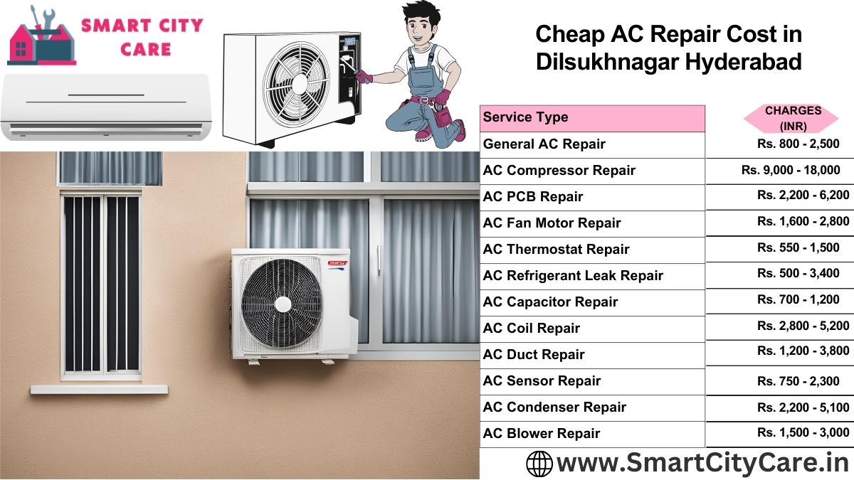 Cheap AC repair Cost list in Dilsukhnagar, Hyderabad