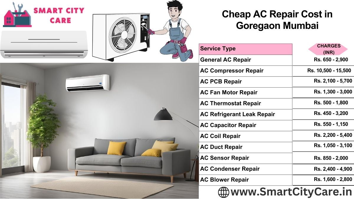 Cheap AC repair Cost list in Goregaon, Mumbai